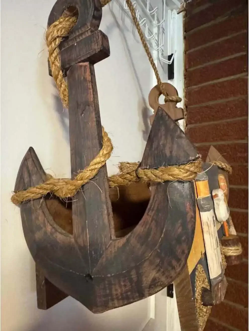 Vintage Nautical beachy Wooden Anchor Wood box